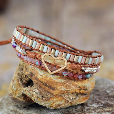 Natural Tourmaline Crystal Heart Wrap Bracelet-Your Soul Place